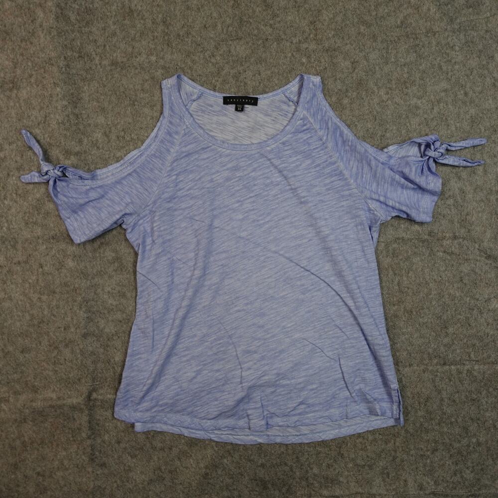 Sanctuary Top Womens Extra Small Cold Shoulder Cotton Heathered Blue Lightweight